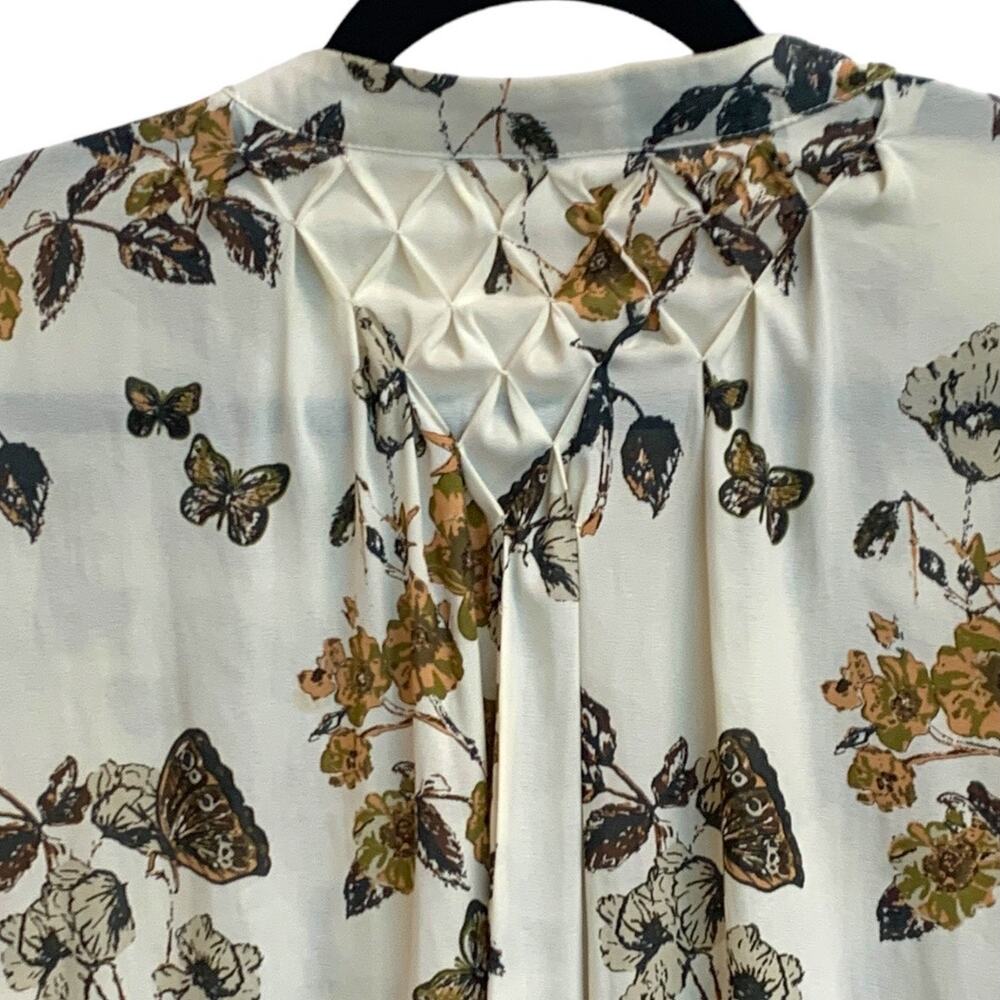 Free People Pebble Crepe So Fine Boho‎ Flowy Raw Hem Top Blouse Tunic Sz M - Picture 9 of 15